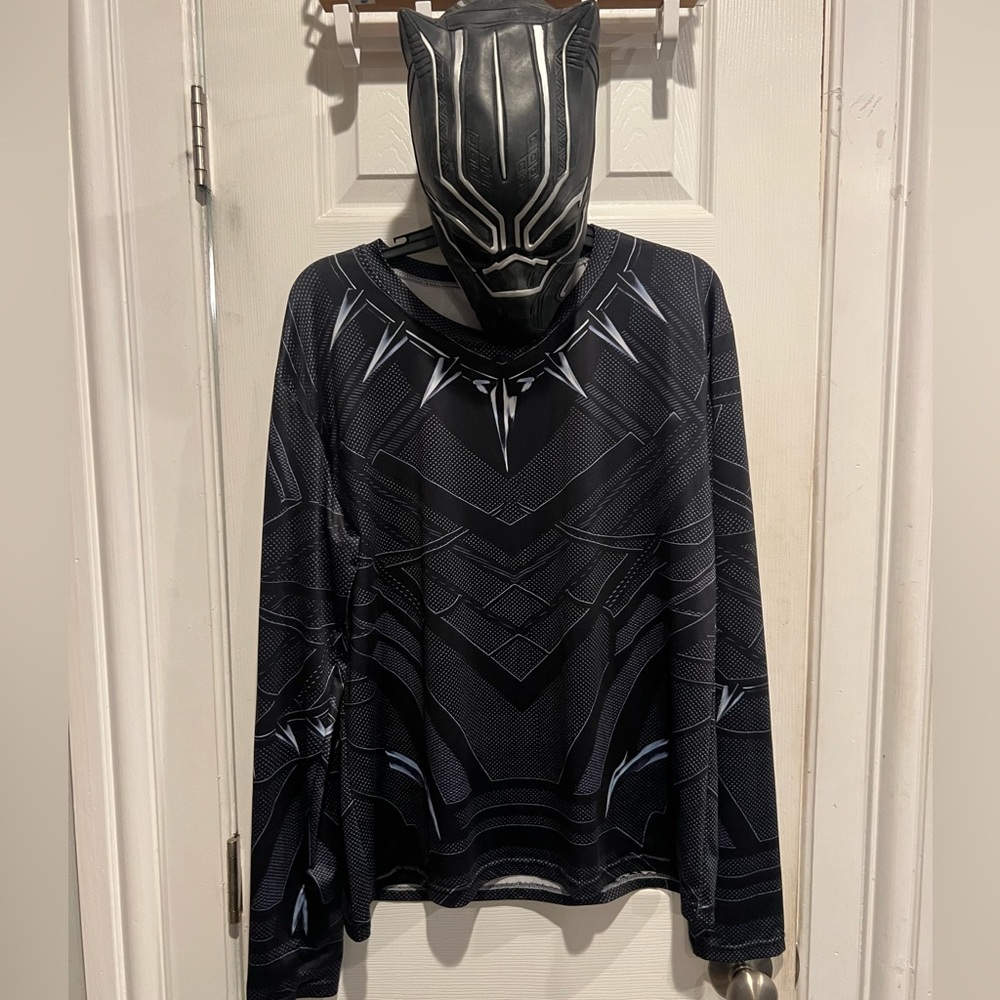Black Panther Costume Shirt with Mask
